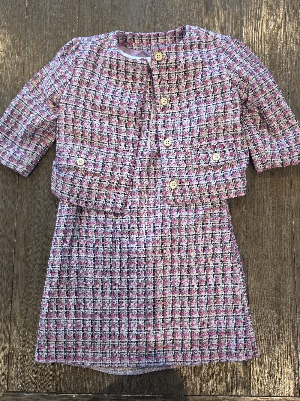 Janie and Jack Pink Plaid Tweed Dress with Matching Jacket